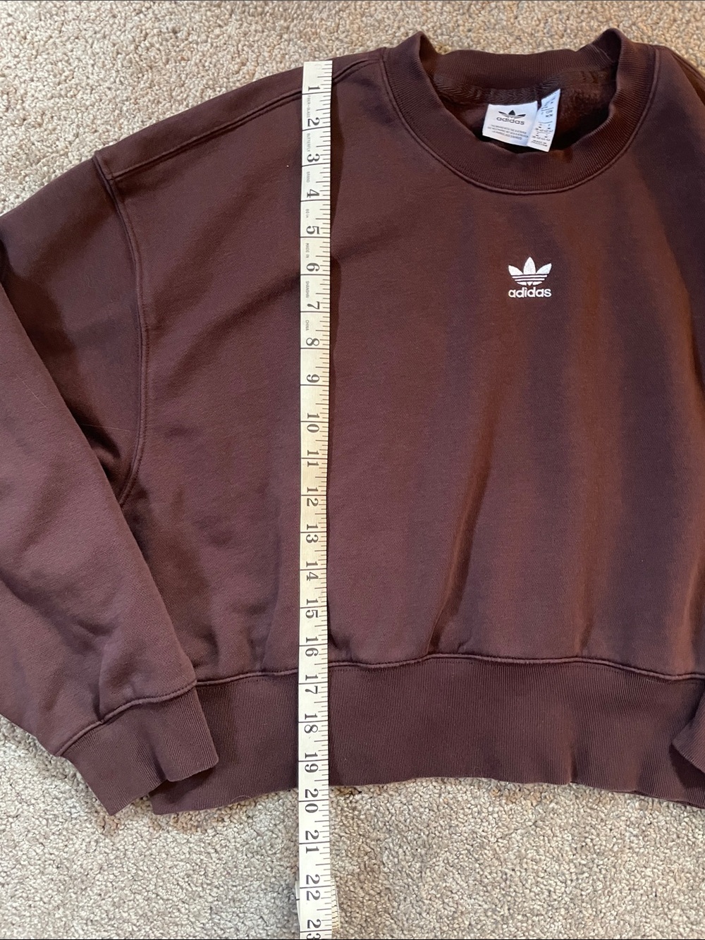 adidas Cropped Crewneck Sweatshirt-Brown - Picture 4 of 5